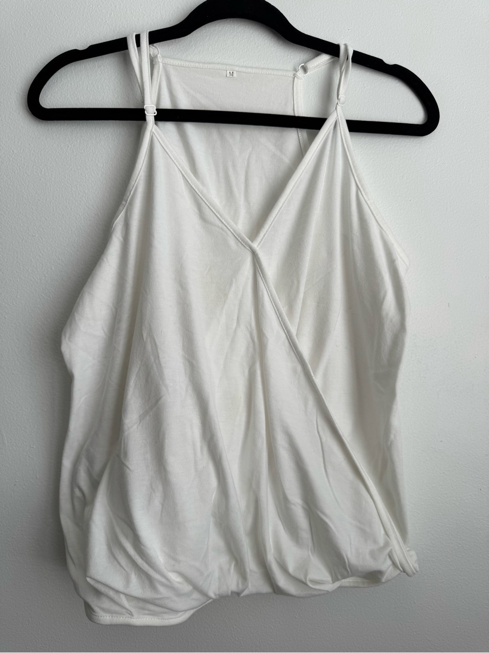 Women’s White Surplice Tank Top with Adjustable Straps